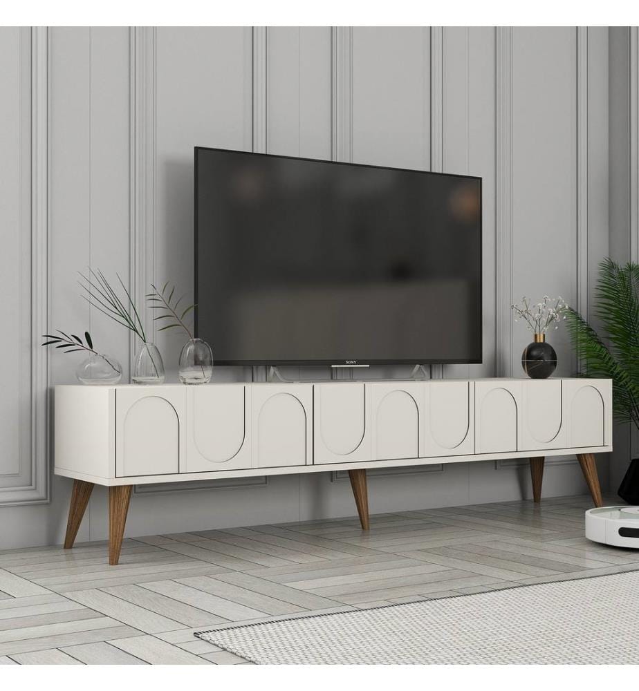 TV-Möbel, Creme, Nussbaum, 100% Melaminharzbeschichtete Spanplatte
