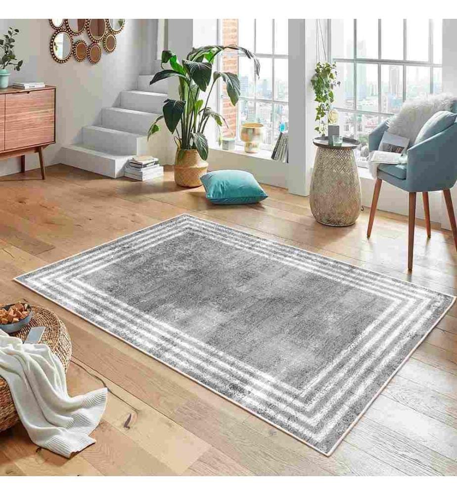 Tapis, gris, 70% coton - 30% chenille, 80 x 200 cm
