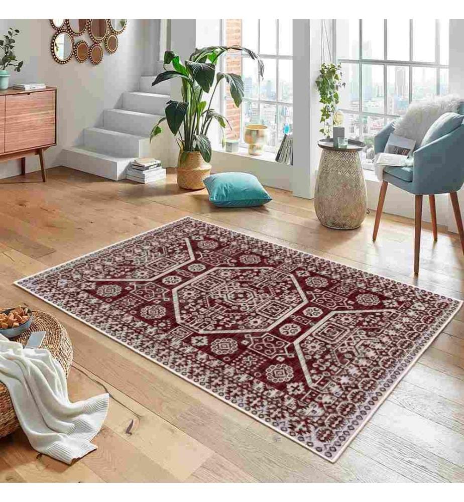 Tappeto, rosso, 70% cotone - 30% ciniglia, 60 x 100 cm