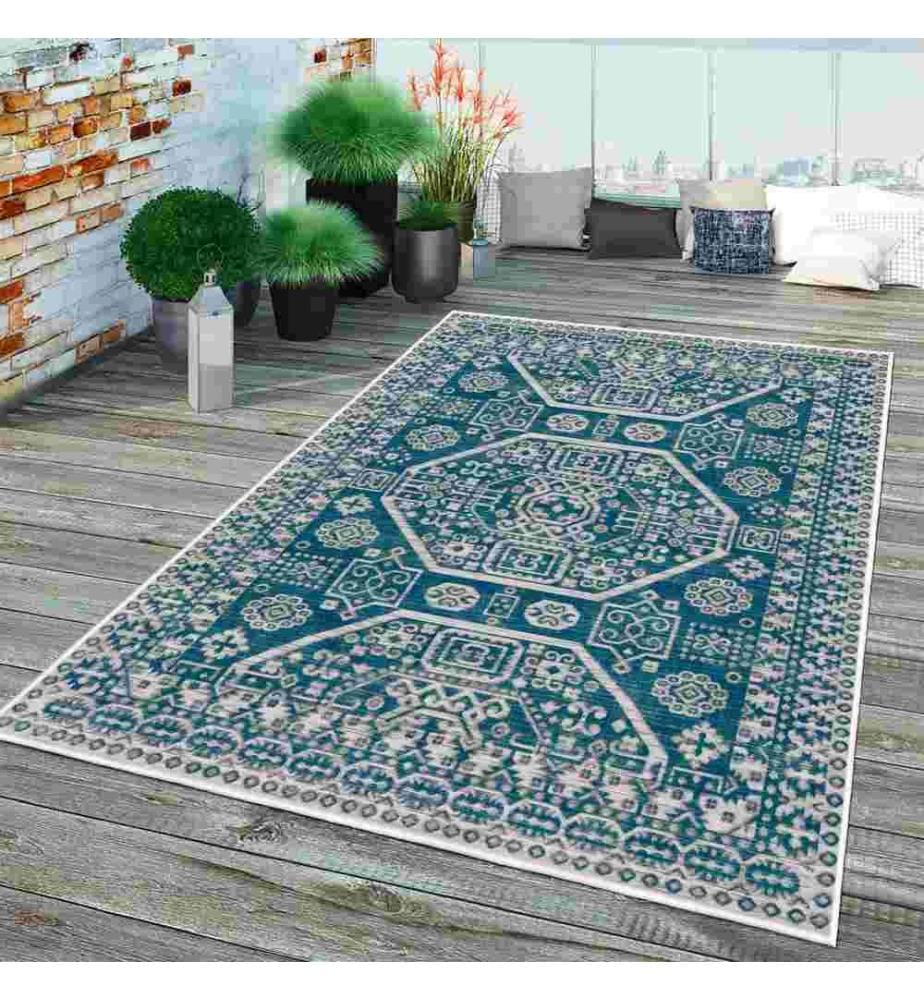 Tappeto, Blu, 70% cotone - 30% ciniglia, 80 x 120 cm