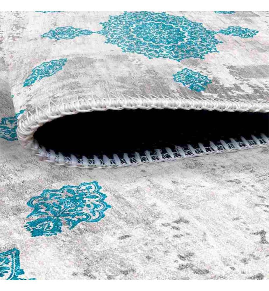 Teppich, Grau, Blau, 70% Baumwolle - 30% Chenille, 80 x 300 cm