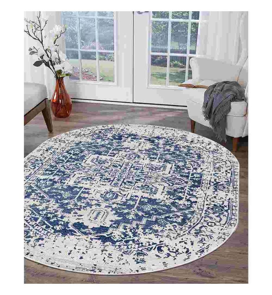 Tappeto, Blu, 70% cotone - 30% ciniglia, 60 x 100 cm