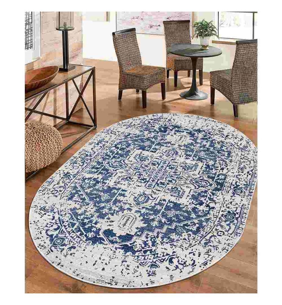 Tappeto, Blu, 70% cotone - 30% ciniglia, 80 x 300 cm