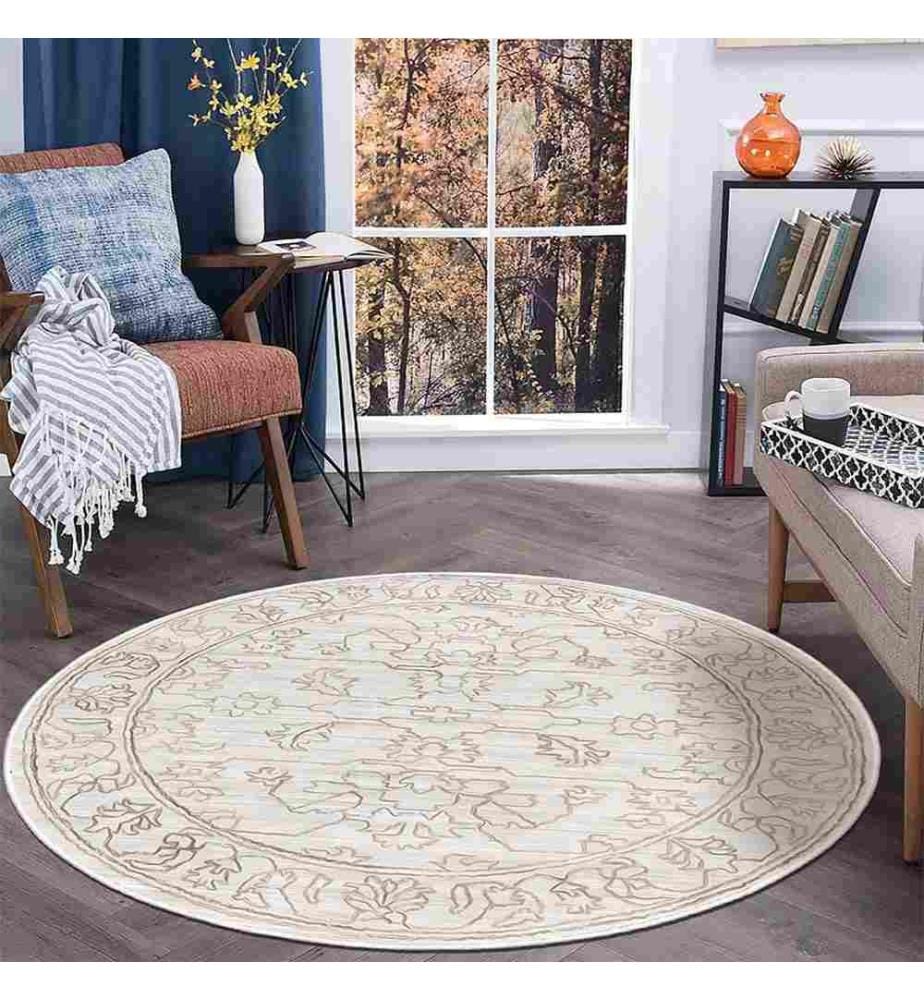 Tappeto, Crema, 70% Cotone - 30% Ciniglia, Diametro: 130 cm