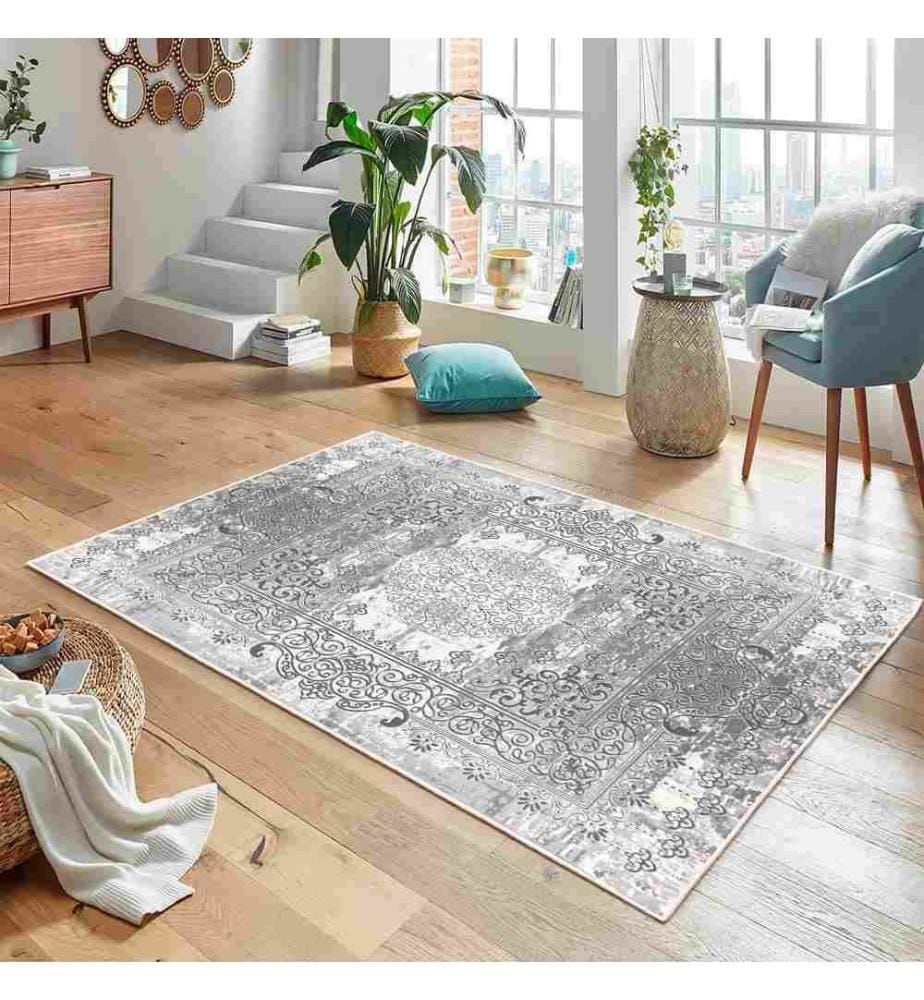 Tappeto, Grigio, 70% Cotone - 30% Ciniglia, 100 x 150 cm