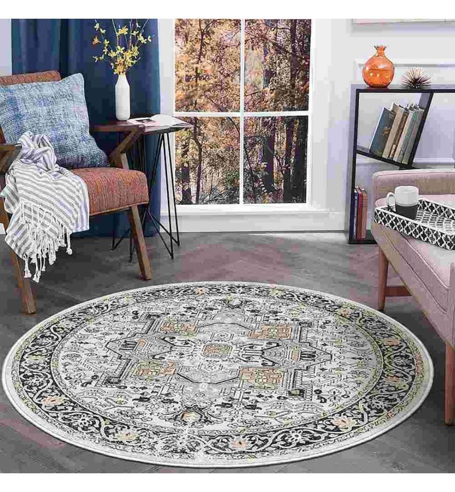 Tappeto, Grigio, 70% Cotone - 30% Ciniglia, Diametro: 130 cm