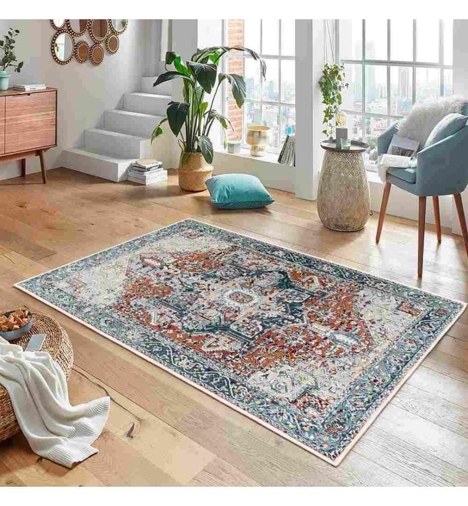 Tappeto, Blu, 70% cotone - 30% ciniglia, 200 x 300 cm