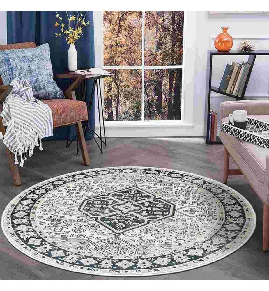 Tappeto, Grigio, Blu scuro, 70% cotone - 30% ciniglia, 80 x 50 cm
