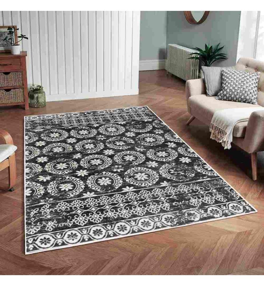 Tappeto, Nero, 70% cotone - 30% ciniglia, 80 x 200 cm