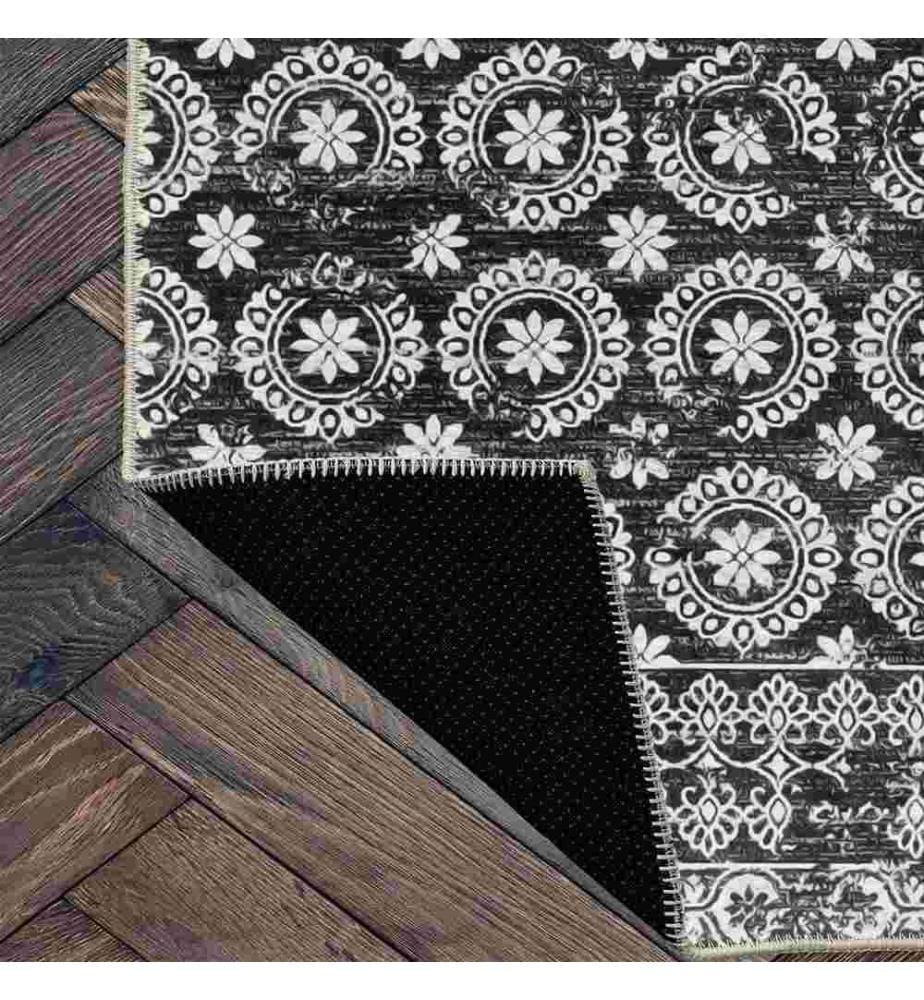 Tappeto, nero, 70% cotone - 30% ciniglia, 80 x 300 cm