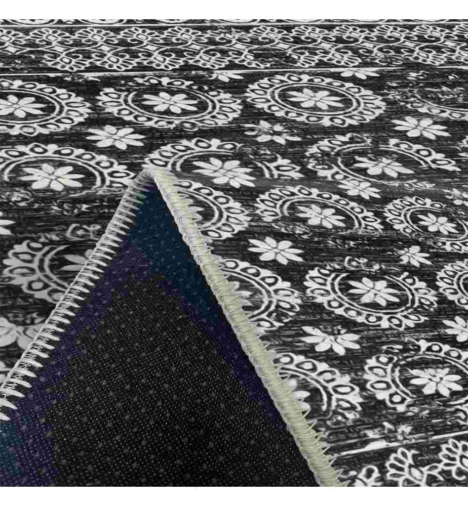 Tappeto, nero, 70% cotone - 30% ciniglia, 100 x 150 cm