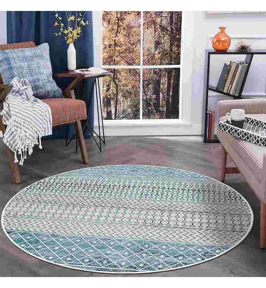 Tappeto, Blu, 70% Cotone - 30% Ciniglia, Diametro: 150 cm