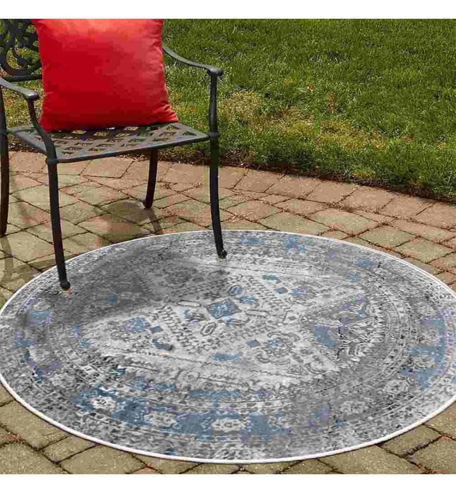 Tappeto, Blu, 70% Cotone - 30% Ciniglia, Diametro: 150 cm