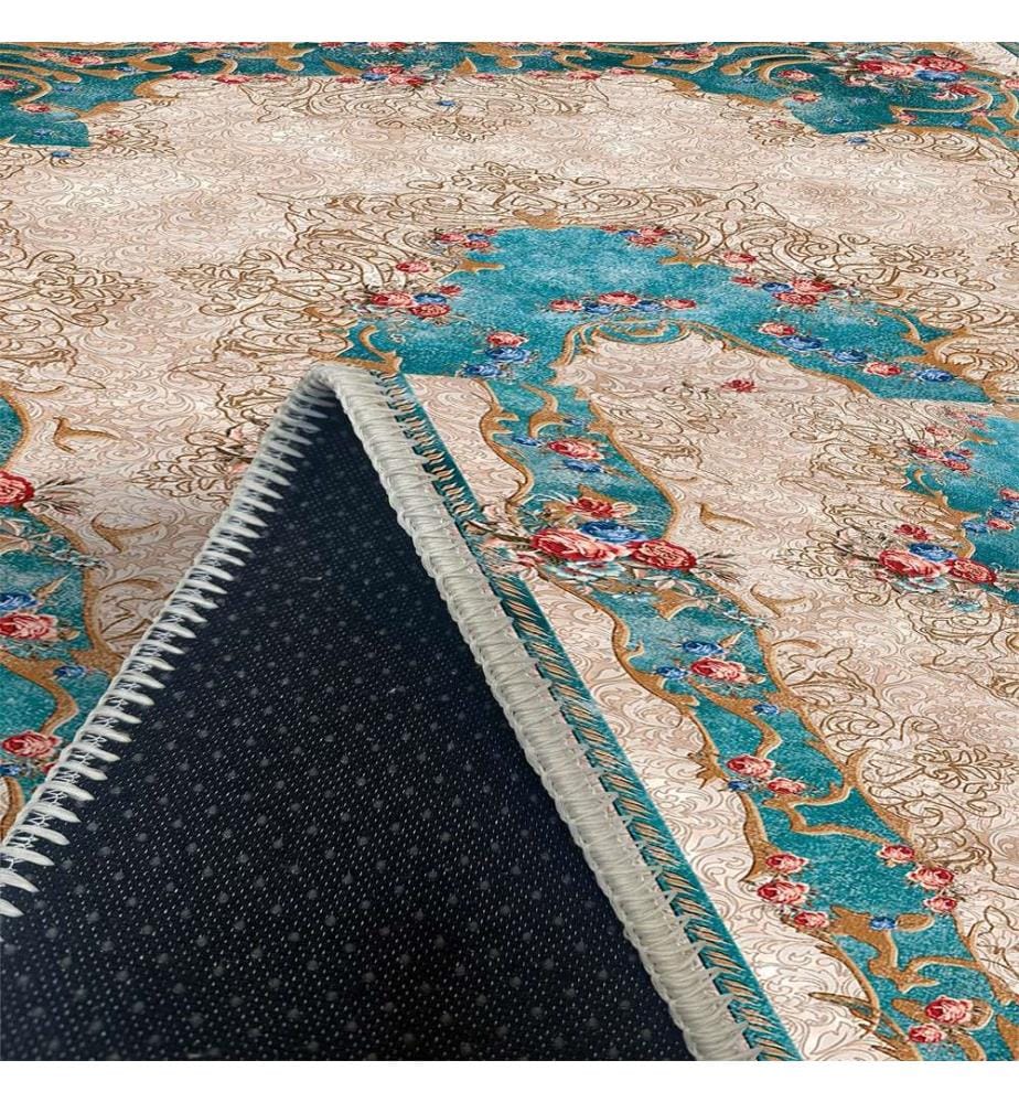 Tappeto, Crema, Blu, 70% Cotone - 30% Ciniglia, 80 x 200 cm