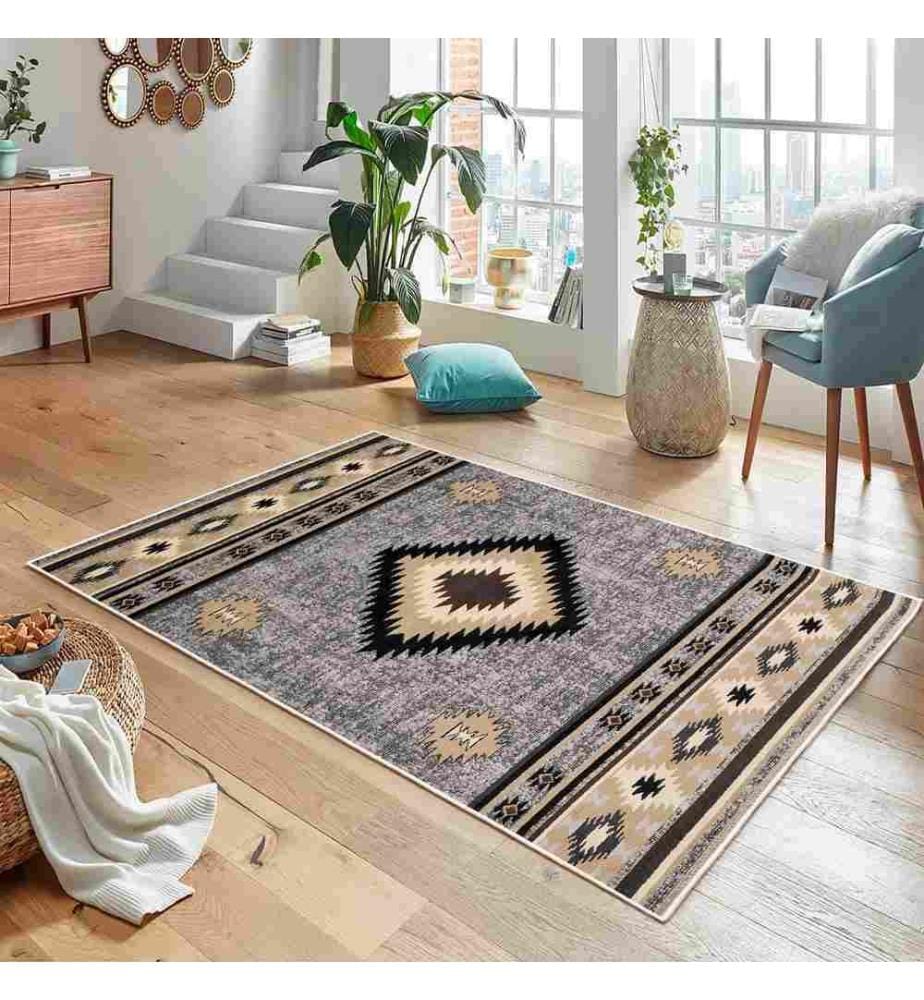Tappeto, Grigio, Marrone, 70% Cotone - 30% Ciniglia, 60 x 100 cm
