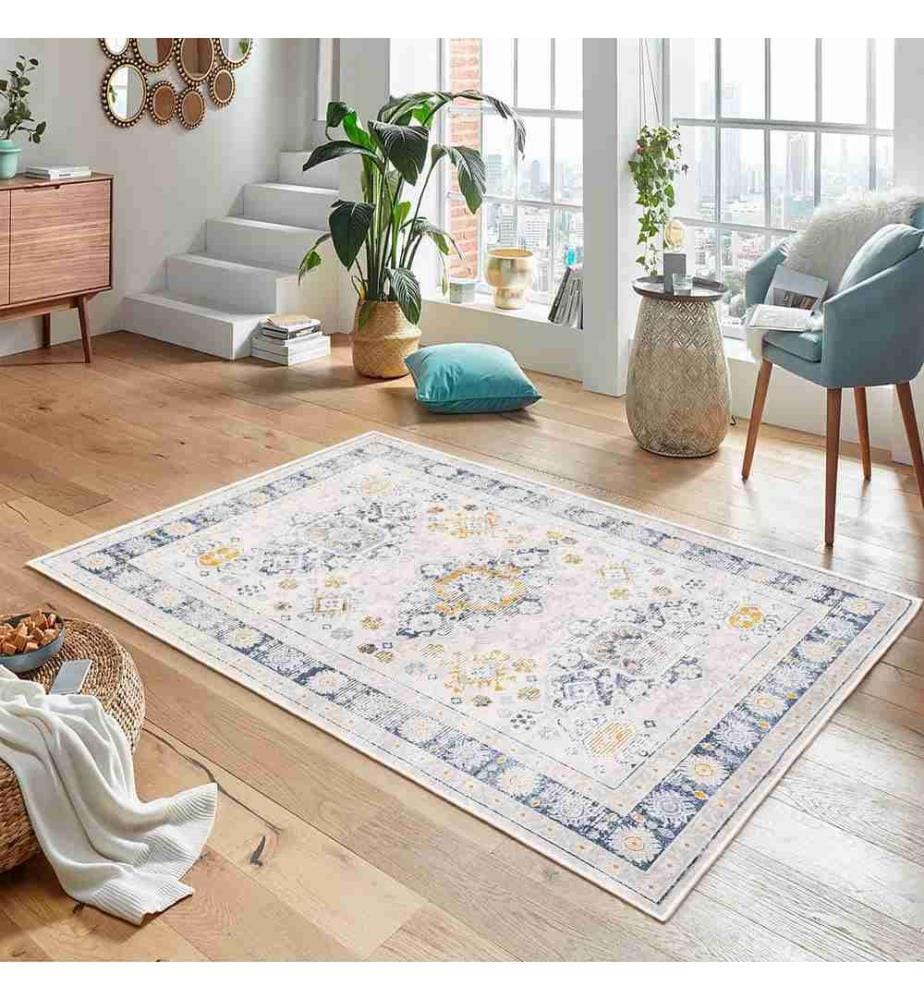Tappeto, Grigio, Blu, 70% Cotone - 30% Ciniglia, 80 x 300 cm