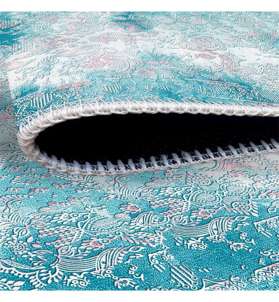Tappeto, Blu, 70% cotone - 30% ciniglia, 100 x 300 cm