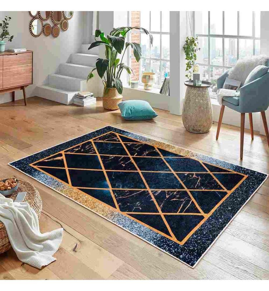 Tappeto, Blu scuro, 70% cotone - 30% ciniglia, 80 x 300 cm