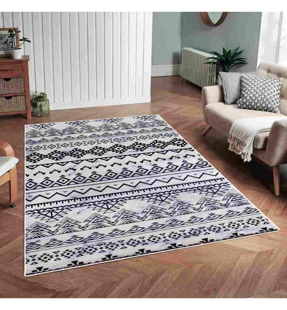 Tappeto, Grigio, Nero, 70% Cotone - 30% Ciniglia, 160 x 230 cm