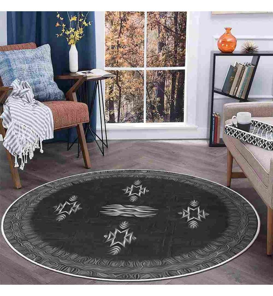 Tappeto, Nero, 70% Cotone - 30% Ciniglia, Diametro: 120 cm