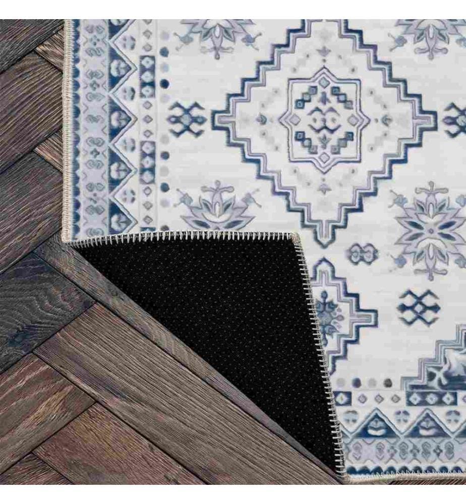 Teppich, Blau, Grau, 70% Baumwolle - 30% Chenille, 100 x 150 cm