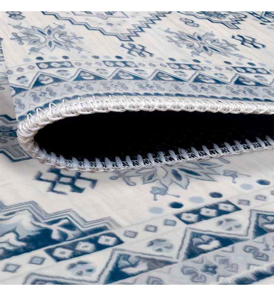 Teppich, Blau, Grau, 70% Baumwolle - 30% Chenille, 100 x 150 cm
