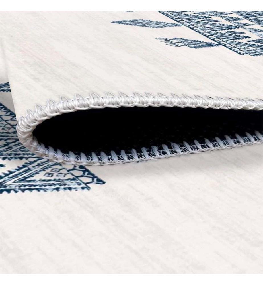 Tappeto, Crema, Blu, 70% Cotone - 30% Ciniglia, 80 x 150 cm