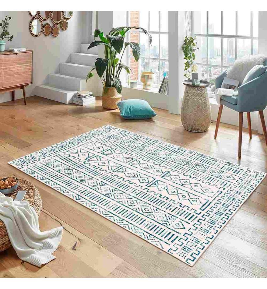 Tappeto, Blu, 70% cotone - 30% ciniglia, 80 x 120 cm