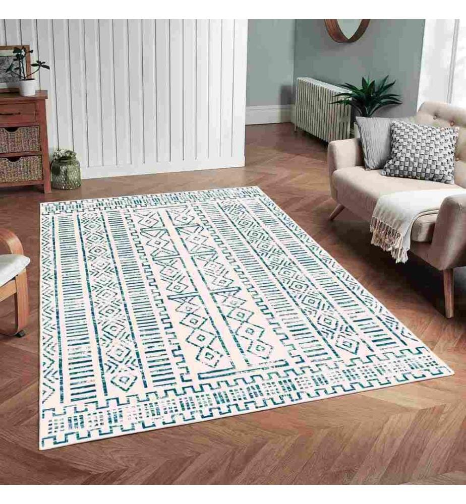 Tappeto, Blu, 70% cotone - 30% ciniglia, 100 x 200 cm