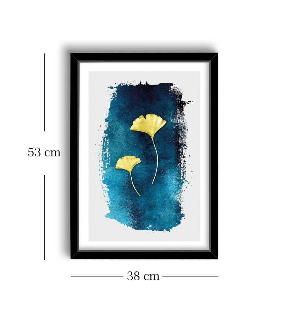 Peinture décorative encadrée en MDF, bleu, blanc, jaune, bleu marine, MDF, encadrée en bois