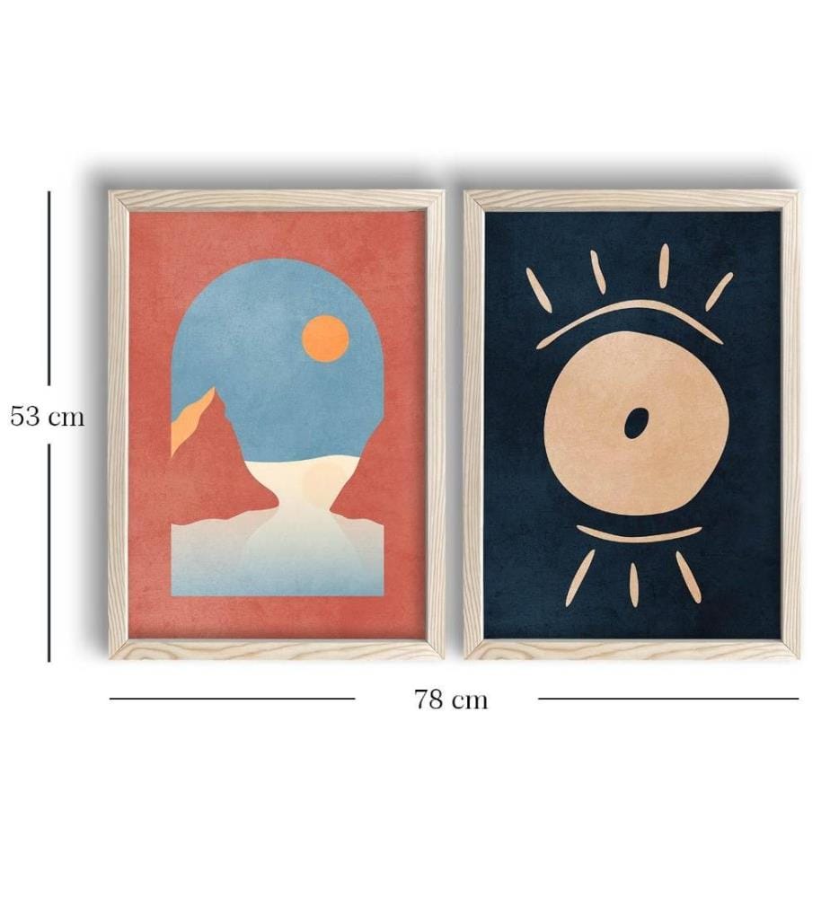 Dekorative gerahmte MDF-Gemälde, 2 Stück, Multicolor, MDF, Holz gerahmt
