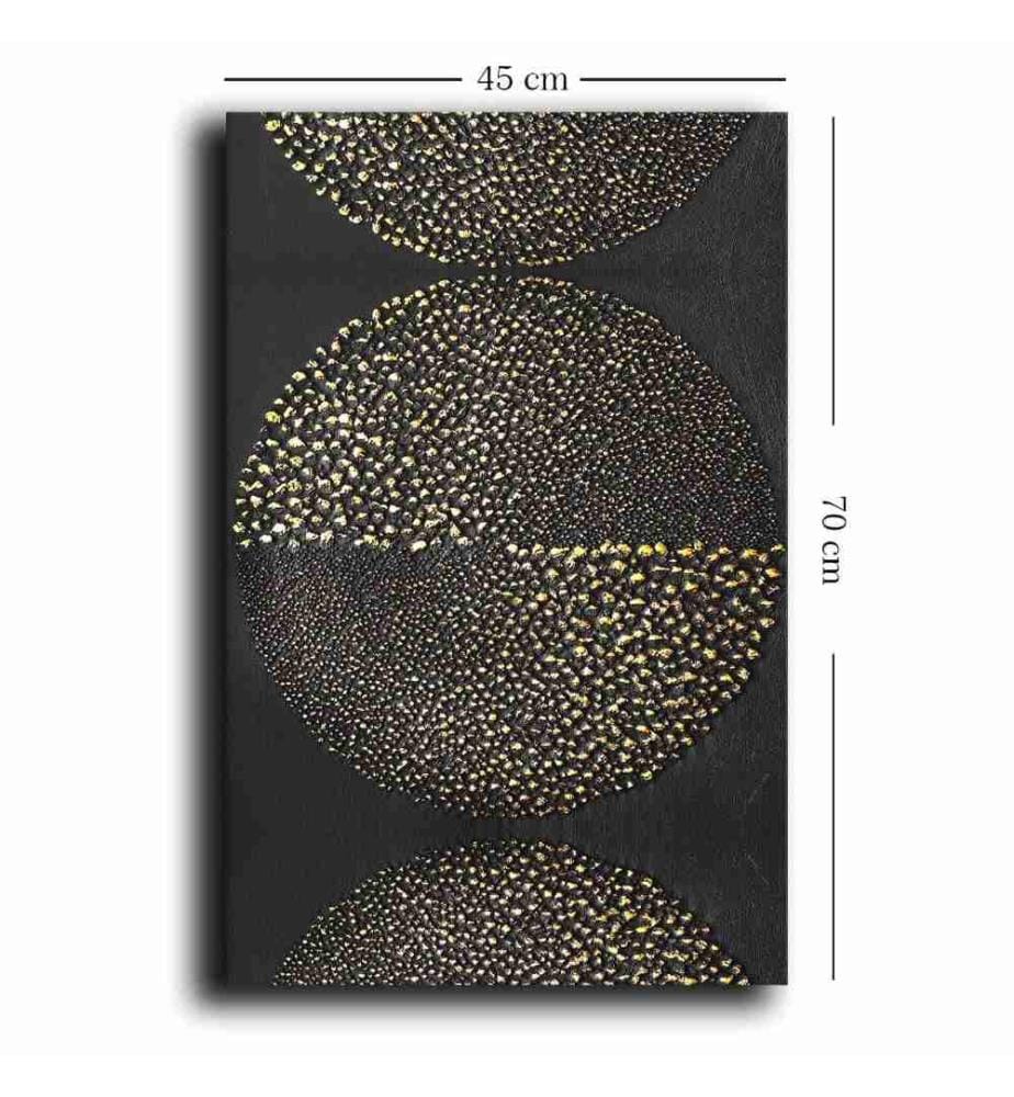 Dekoratives Leinwandgemälde, Gold, Weiss, Schwarz, Leinwand, Kiefernholzrahmen