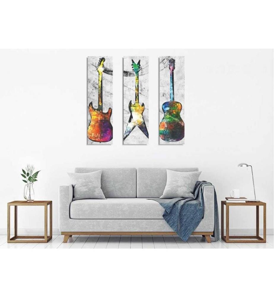 Dekoratives Leinwandgemälde, 3 Stück, Multicolor, Leinwand, Holzrahmen
