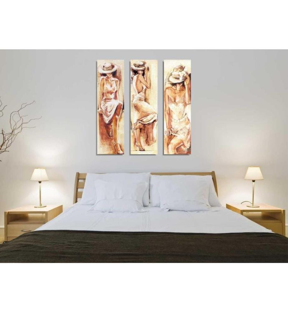 Dekoratives Leinwandgemälde, 3 Stück, Multicolor, Leinwand, Holzrahmen