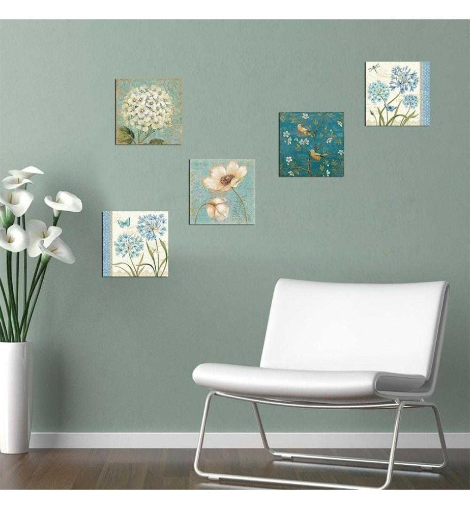 Pittura decorativa MDF, 5 pezzi, Blu, Verde, Bianco, MDF, Stampato UV