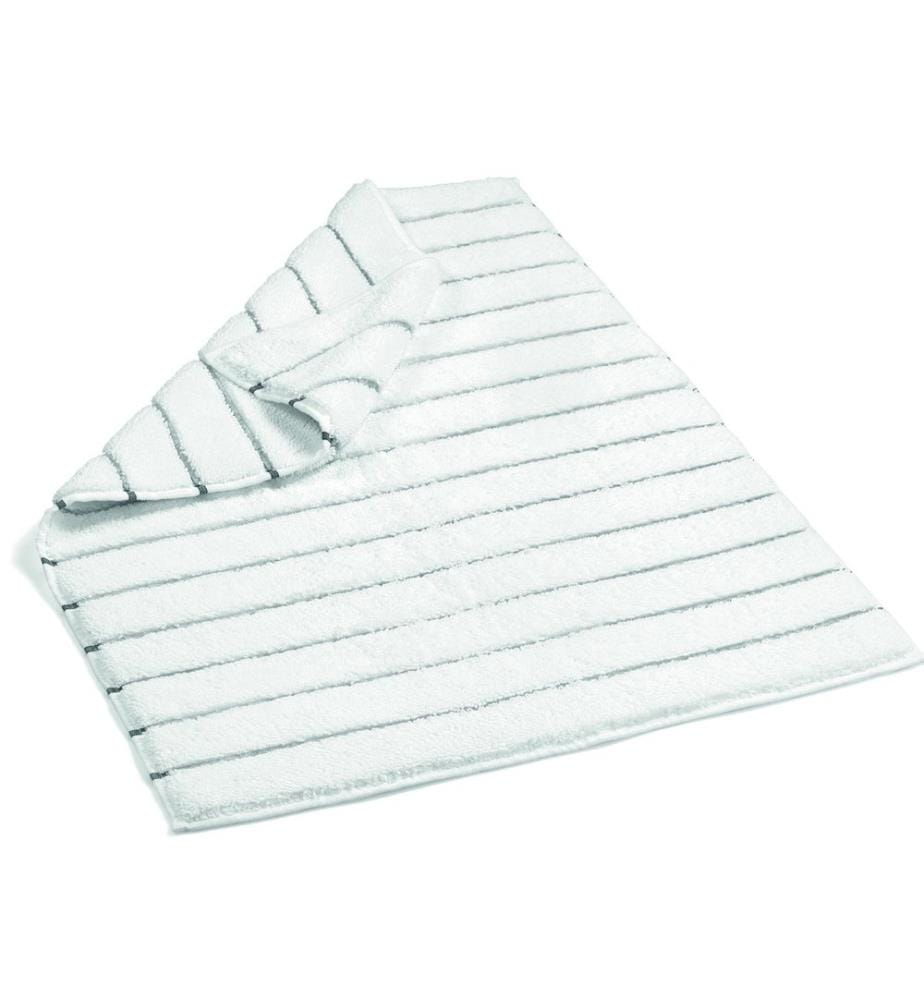 Bathmat, White, Dark Grey, 100% Cotton