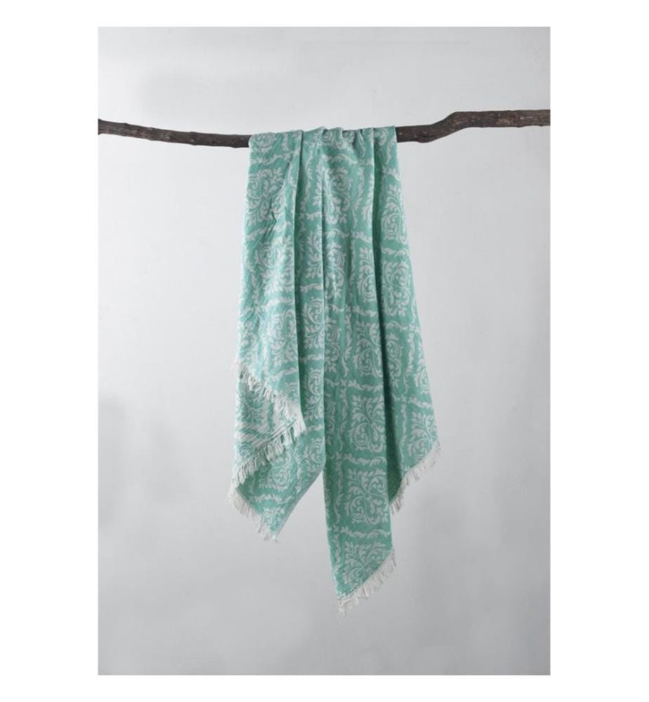 Fouta, serviette de plage, verte, 100% coton, très ABSorbante