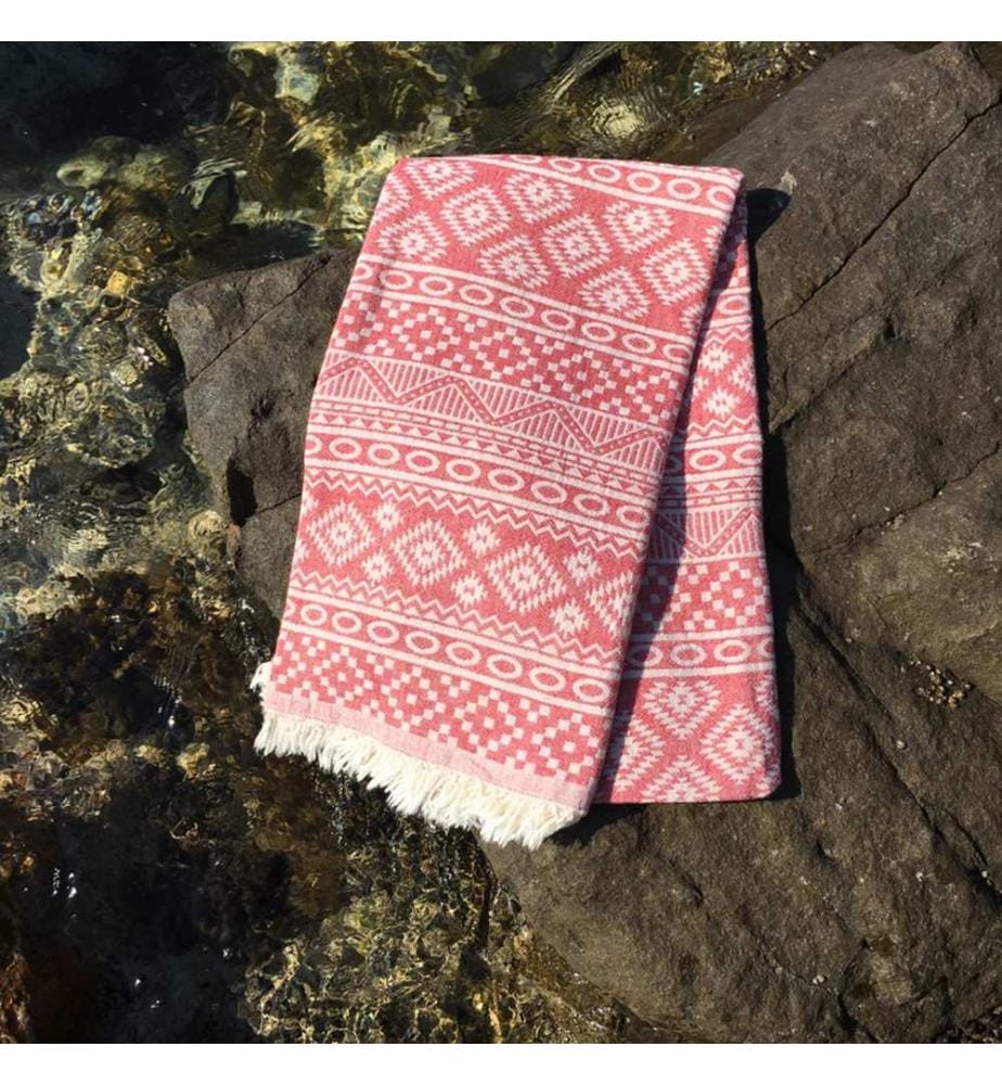 Fouta, Strandtuch, Rot, 100% Baumwolle, stark wasserABSorbierend