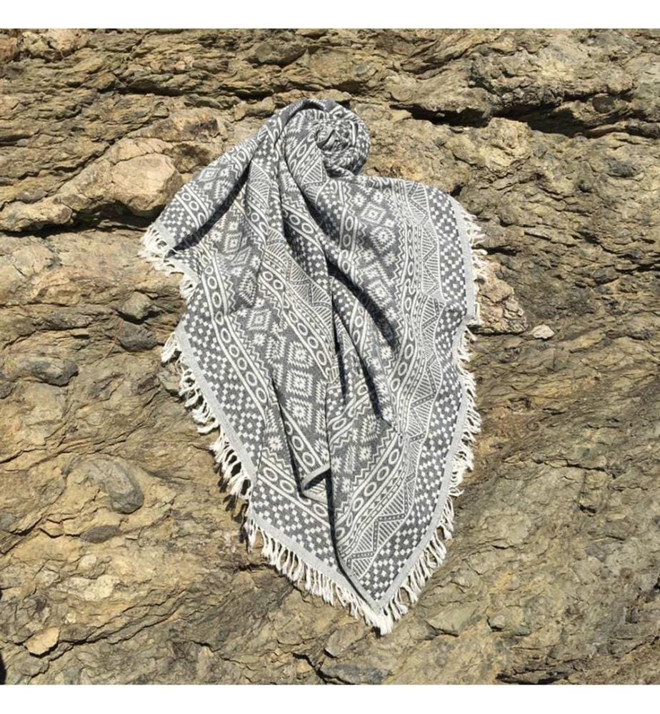 Fouta, Strandtuch, Schwarz, Beige, 100% Baumwolle, hochgradig wasserABSorbierend