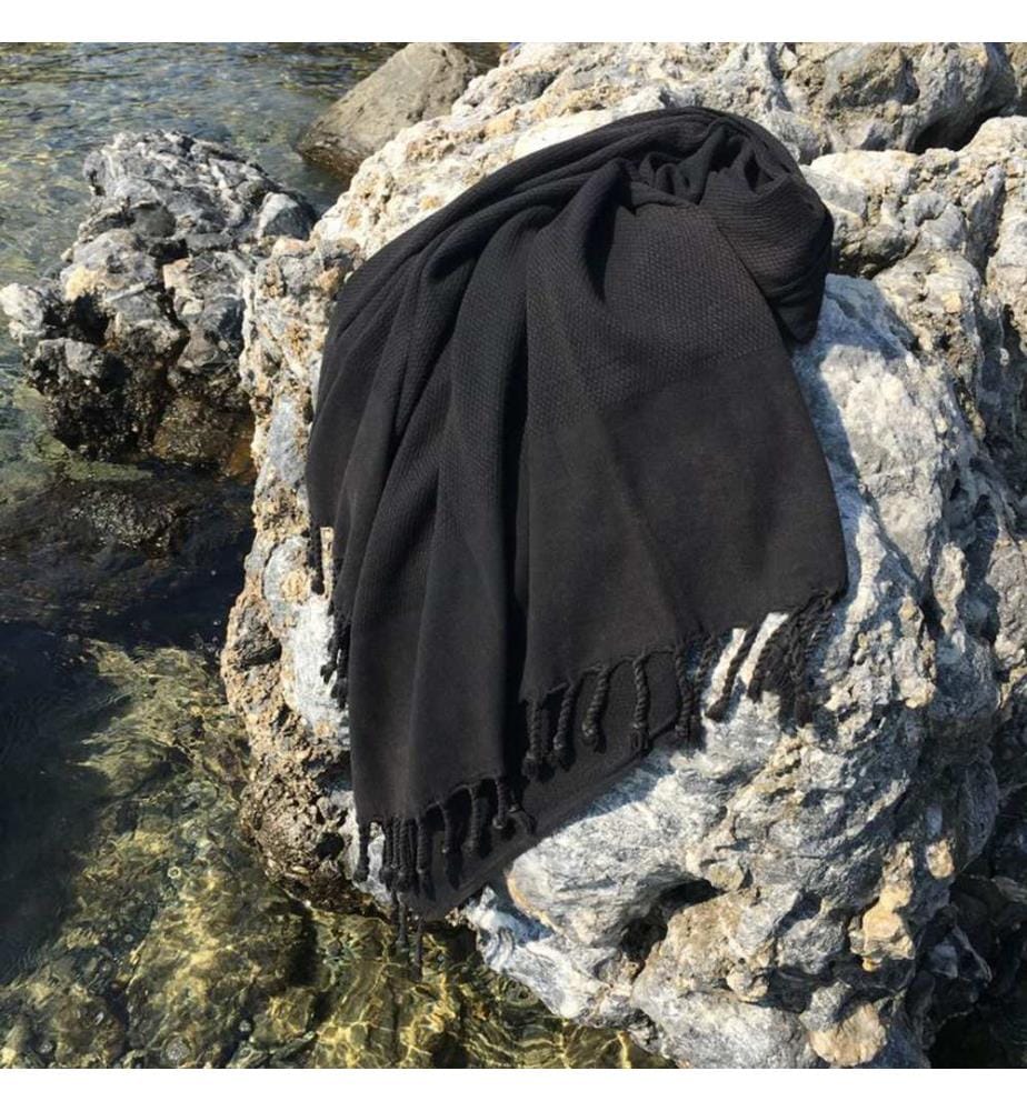 Fouta, Asciugamano Da Spiaggia, Nero, Cotone