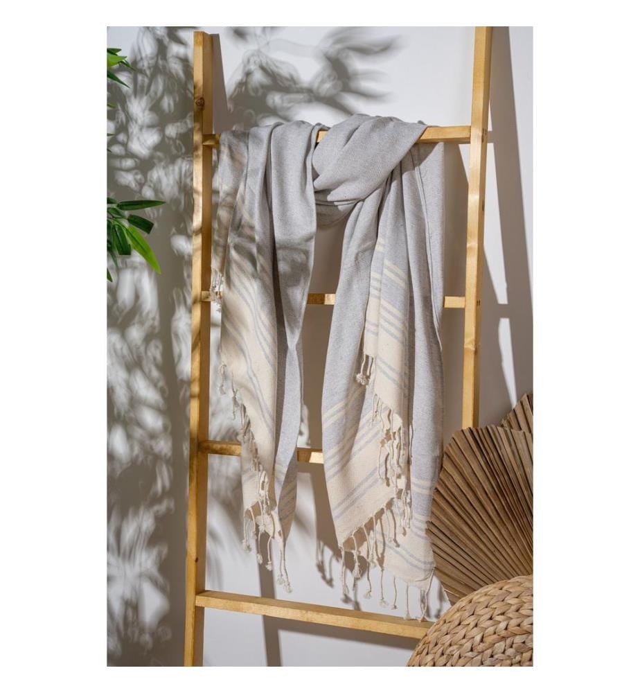 Fouta, serviette de plage, grise, 60 % COTON 40 % POLYESTER