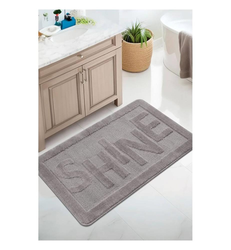 Tapis de bain, gris, 100 % POLYPROPYLÈNE