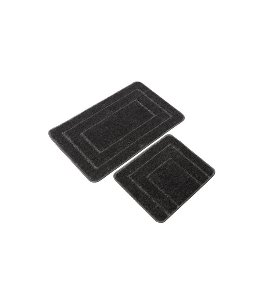 Bathmat Set, 2 Pieces, Anthracite, 100% POLYPROPYLENE
