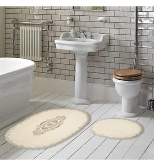 Badematten-Set, 2 Stück, Creme, 100% Polyester