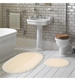 Badematten-Set, 2-teilig, Creme, 100% Polyester