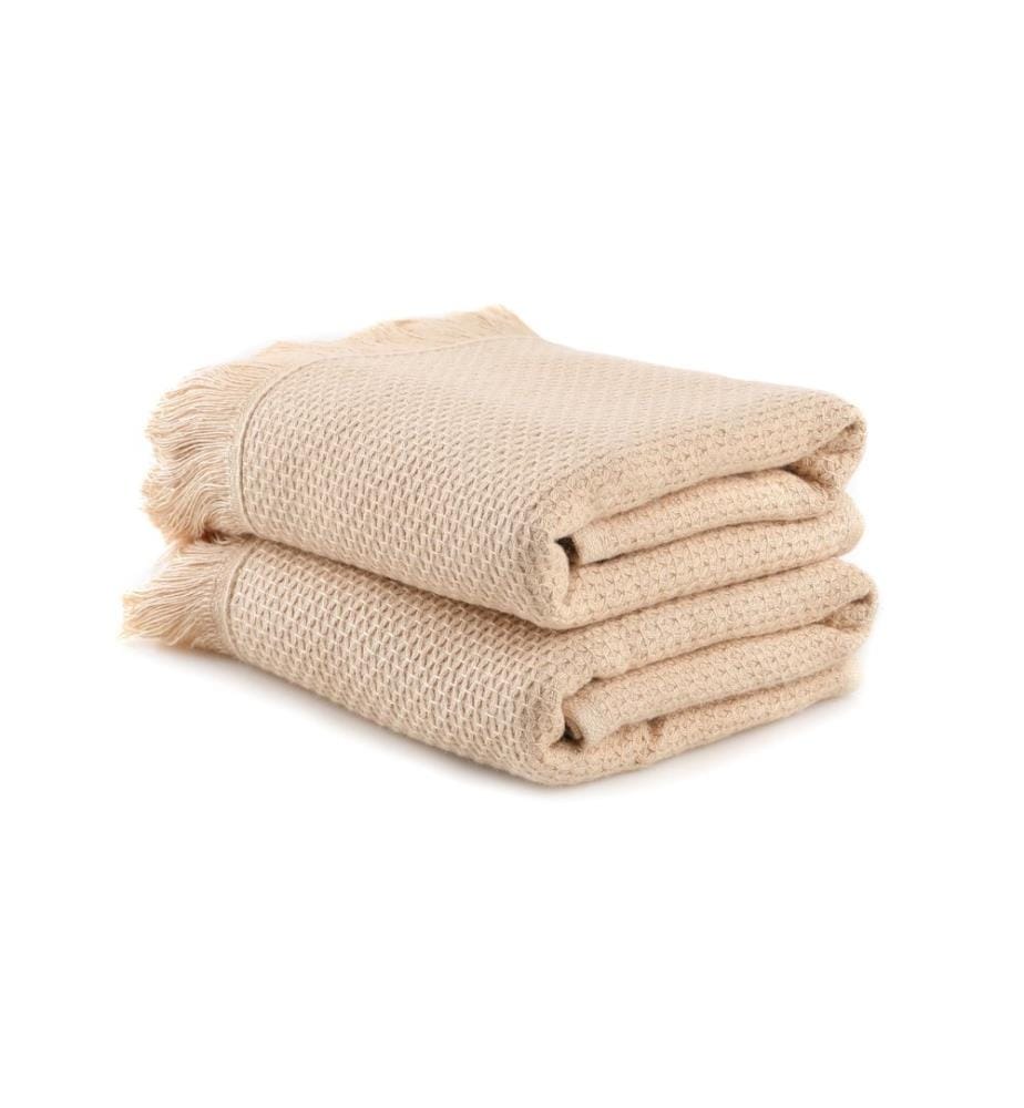 Waschhandtuch-Set, 2 Stück, Hellbeige, 100% Microcotton