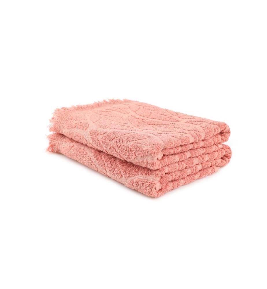 Badetuch-Set, 2 Stück, Lachs, 100% Baumwolle