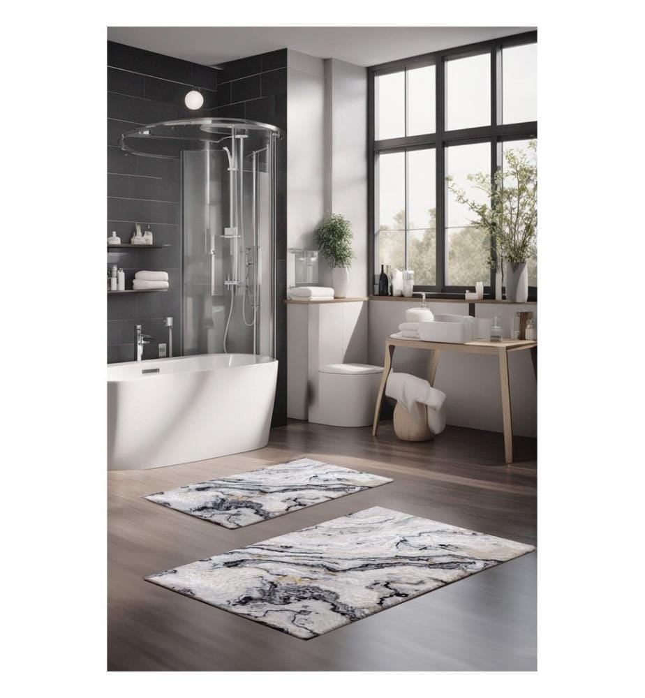 Bathmat Set, 2 Pieces, Multicolor, 100% POLYESTER