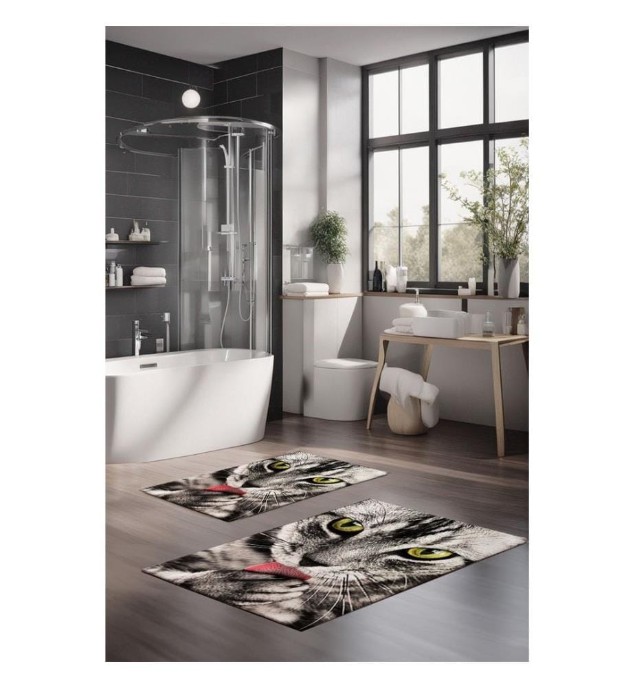 Bathmat Set, 2 Pieces, Multicolor, 100% POLYESTER