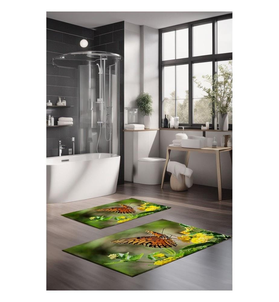 Bathmat Set, 2 Pieces, Multicolor, 100% POLYESTER